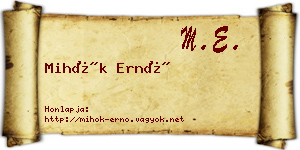 Mihók Ernő névjegykártya